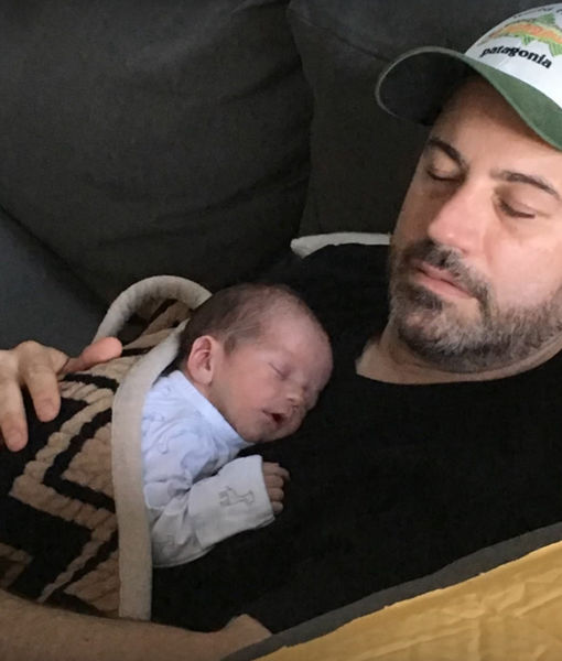 Photo of Jimmy Kimmel with his newborn son.