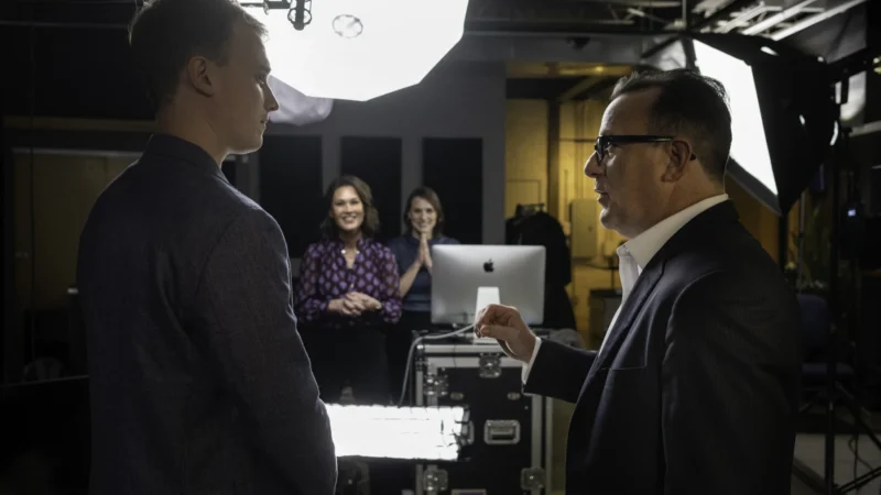 leader getting coached on camera skills